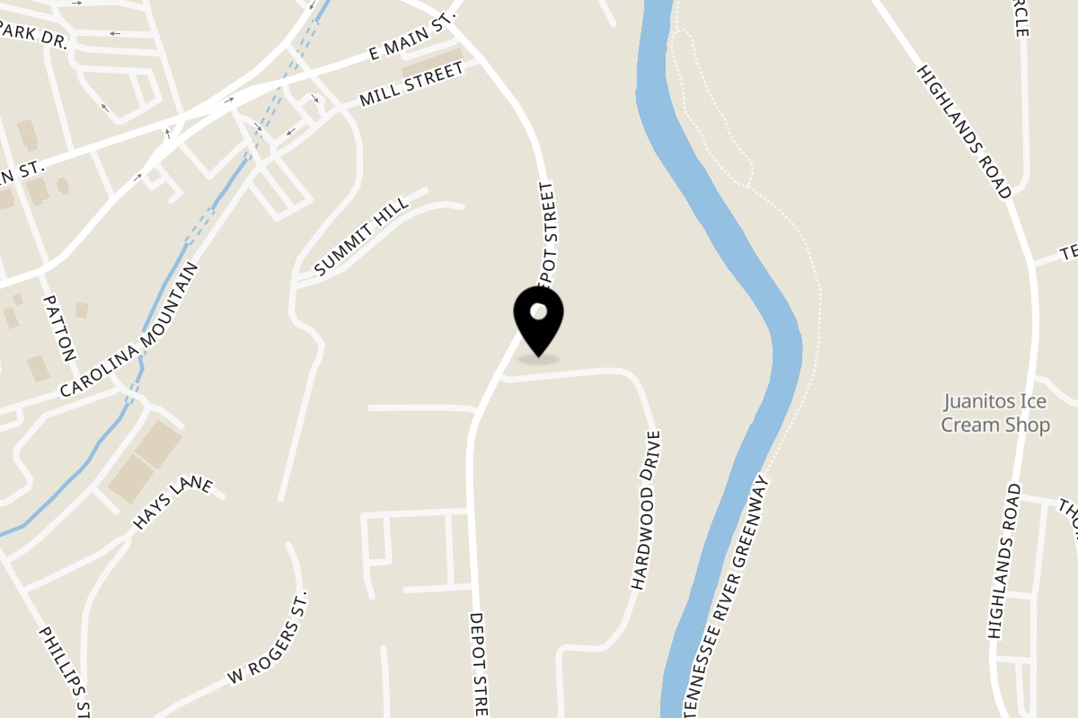 Map showing the location of Jaxon's Downtown on 381 Depot St in Franklin